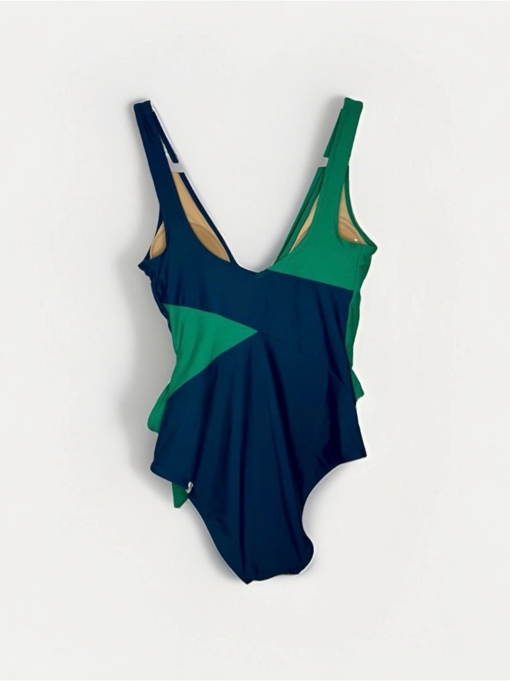 summersalt Two-Tone Wrap One-Piece Swimsuit in Teal & Sea Green - Picture 3 of 3